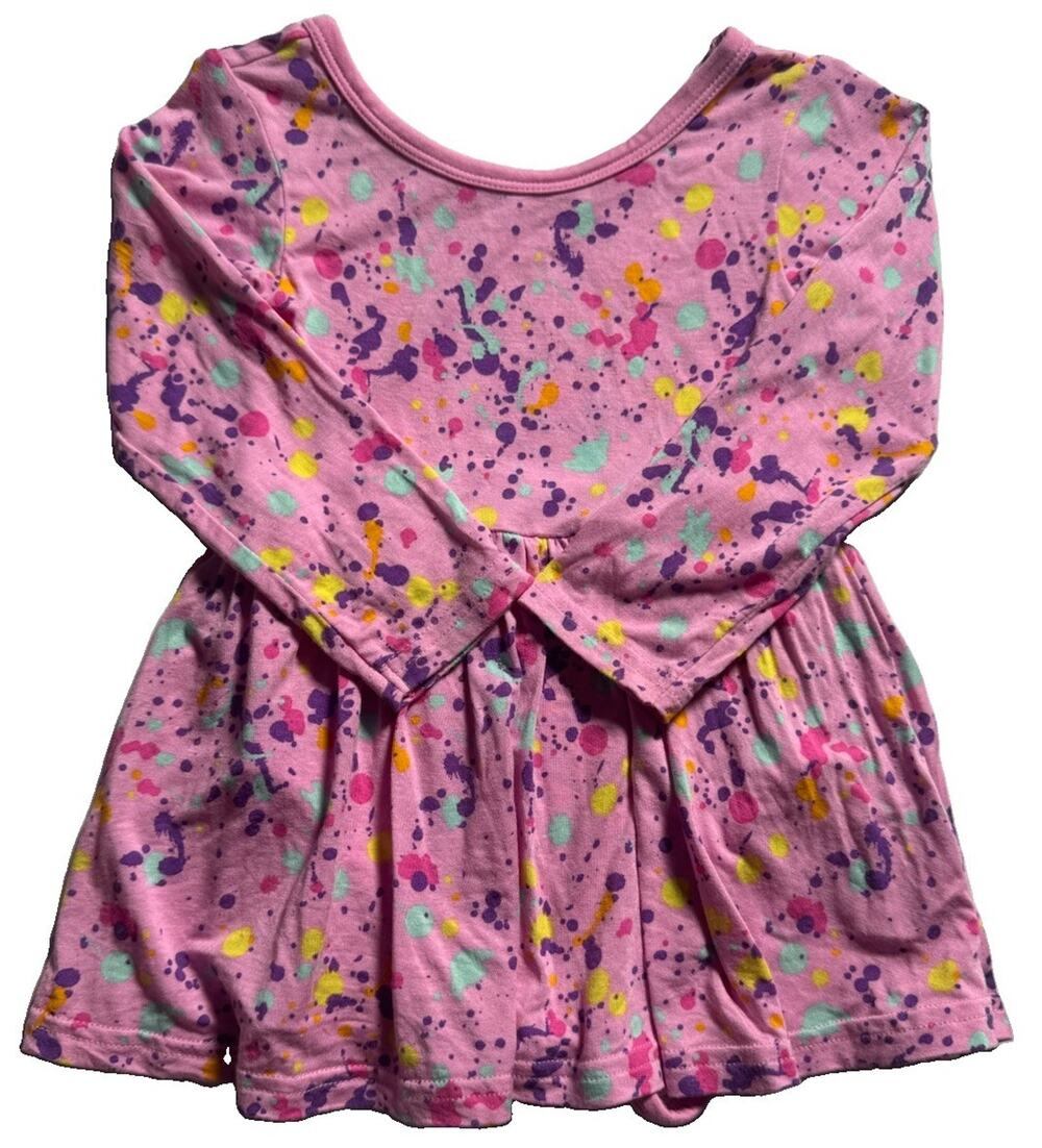 Play by Little Sleepies Girls 18-24M Pink Paint Splatter Bamboo Bodysuit Dress